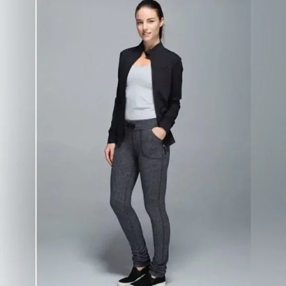 Lululemon Skinny Will Pant Full-On Luon Giant Herringbone Heathered Black Size 4 - Picture 3 of 11